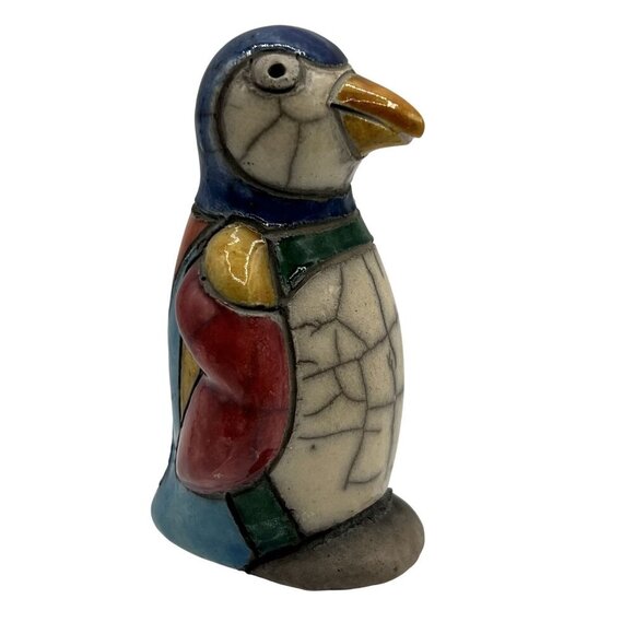 Fenix Raku Pottery Handcrafted 3.5" Ceramic Penguin Artisan Collectible Artsy - Picture 6 of 11